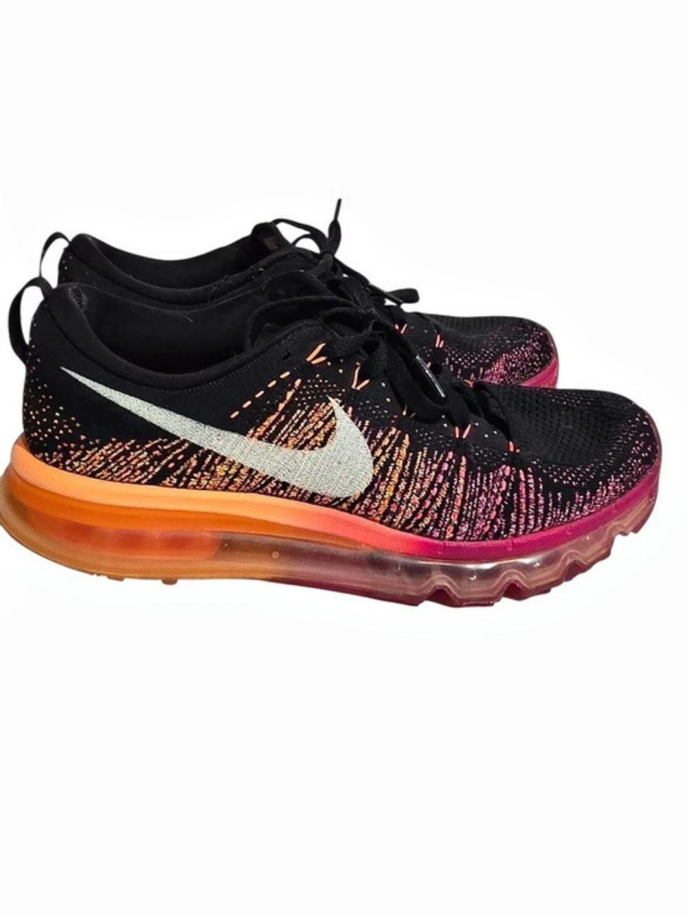 Nike Air Max Flyknit Multi Color Black Orange Athletic Shoes Sneakers 9